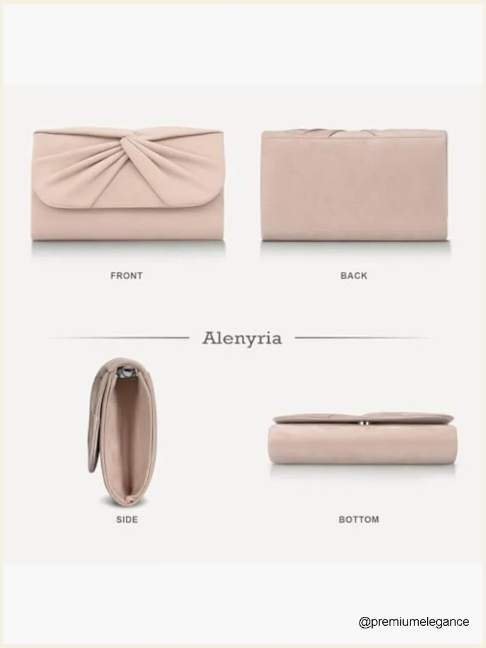 Faux Suede Pleated Bow Evening Clutch Elegant Wedding Formal Party Purse